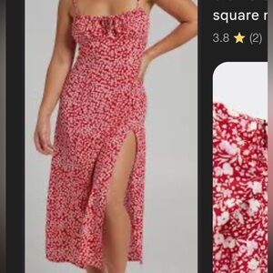 Zara Red and White Floral Midi Dress